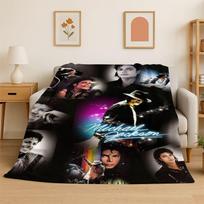 Retro MJ Michael Jackson King of Pop Soft Flannel Throw Blanket,Cozy Blanket for Bed,Couch,Sofa,Bedroom,Living Room,Travel kid 75x90cm black