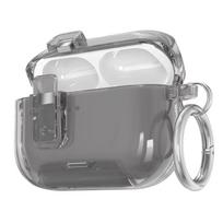 Shangsu Compatible Apple AirPods Pro 2 Earphone Protective Case Transparent Stand Auto Flip Cover Lock Matte Black