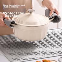 Heat-Resistant Mat, Draining Pad, Kitchen Protective Silicone Mat, Cutting Board Non-Slip Mat, High-Temperature Resistant Anti-Scalding Mat