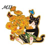 Fine Craftsmanship Brooch Enamel Bouquet Cat Design Zinc Alloy Pin Clothing Bags Suit Lapel Badge Versatile Accessory geltona