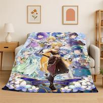 Naujas Genshin Impact Animacinis Žaidimas Flanelinis pledas Minkštas šiltas pledas miegamojo svetainės lovos kelionėms stovyklavimui iškylai Dovana 75x90cm