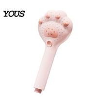 Ergonomic Handle Shower Sprayer High Pressure Showerhead, Cute Cat Paw Design, Adjustable with One Click Shaped Bathroom Accessory Water Gear Button, rožinė
