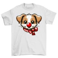 Cute Puppy Red Nose Novelty T-Shirt Adults & Kids Comedy Tee Shirt S