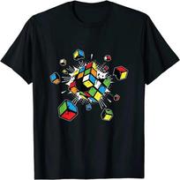 Colorful Rubik's Cube Exploding Puzzle T-shirt XL