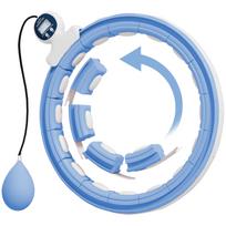Smart Weighted Hula Hoop, Massage Hula Ring w/ 16 Detachable Knots, 360° Auto-Rotating Ball, Digital Counter Light Blue 139 x 4.5 x 1 cm