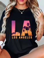 LA Sunset Palm Trees Los Angeles Graphic T-shirt XL