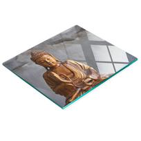 Glass Kitchen Cutting Board With Graphics Wooden Buddha 60X52 Cm