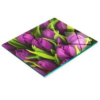 Decorative Glass Cutting and Serving Board Purple Tulips 60X52 Cm