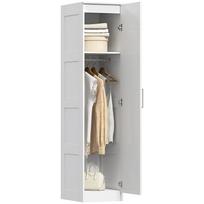 Wardrobe Multi-Purpose Cabinet with Clothes Rail, Shelf, Soft-Close Door 40 x 52 x 180 cm White 52 x 40 x 180 cm balta