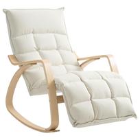 Upholstered Rocking Chair, Relaxation Armchair with Armrests and Steel Frame, for Living Room, Bedroom, Cream White 106 x 67 x 92 cm kreminė