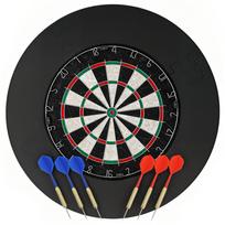 Dartboard Set with Surround Ring, 6 Steel-Tip Darts, Sisal, Plastic, Black 71.5 x 71.5 x 3.8 cm juoda