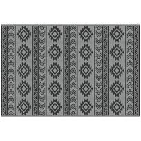 Outdoor Rug, Waterproof, Reversible Design, High-Quality Plastic Fiber, Black+Grey, 182 x 274cm 182 x 274 x 0.3 cm