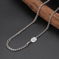 S925 Sterlingo sidabro karoliai, dvigubi žiedai „O-Word“ senoviniai karoliai, madingi, neutralūs „viskas aukštyn“, „Choker“ poros papuošalai 3.5MM 55CM black