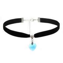 Chokerio tipo vėriniai, reguliuojami, šik, iš dirbtinės odos, vintažinio gotikinio stiliaus, aksominis chokeris moterims ežero mėlyna spalva