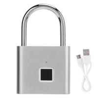 Smart Fingerprint Padlock USB Rechargeable IP56 Waterproof Anti Theft Lock for Cabinet sidabras