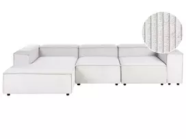 Modulinė kampinė sofa 4 asmenims ARDAL dešininė, kreminės baltos spalvos, velvetas