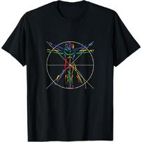Anatomy DaVinci Vitruvian Man Chakra colors T-shirt T-Shirt S juoda