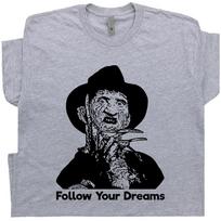 Freddy Krueger Marškinėliai Sekite savo svajones Vintage Siaubo Filmas Juokingi Grafiniai Marškinėliai M