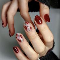 Flower Press on Nail Spring False Nail Short Almond Stick on Nail Glossy Acrylic Press on Nail Floral False Nail 1