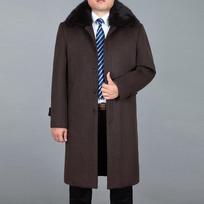 Vyriškas vilnonis ilgas paltas žieminis kašmyro paltas Tikras triušio kailis, storas šiltas žieminis vyriškas žirnių paltas. 2XL kava