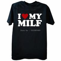I Love My MILF Funny Saying Sarcastic Novelty Guys Tee Tops Round Neck Short-Sleeve Fashion Tshirt Clothing Casual Basic T-sh... S įvairiaspalvis