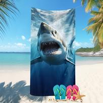 Shark-Inspired Beach Towel: Dive into Summer Fun! Suitable for towels, bath towels, beach towels W30*H60(CM)