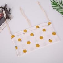 Multifunctional Baby Crib Stroller Hanging Bag - Pure Cotton, Double Compartment, Diaper & Toy Storage geltona