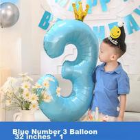 Birthday Scene Decoration, Boy's Number Birthday Balloon Props, Atmosphere Setup, Children's Party Decorations, Blue, Size 3