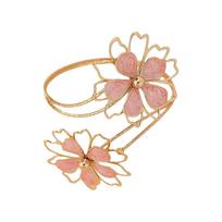 Enamel Glaze Open Arm Bangle Adjustable Armband Fairy Flower Bracelet  Party rožinė