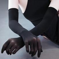 New Women Ultra-Thin Tight Stocking Gloves Transparent Full Finger Female Club Sexy High Elastic Long Mittens Five Finger Gloves One Size