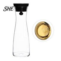 Breakfast Table Kettle Glass Water Pitcher, Heat Resistant Cold Brew Jug with Insect Proof Lid Bottle Lid, 800ml/1200ml/1500ml Large Iced Tea 800ML auksinė