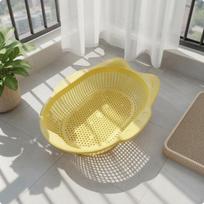 Cat Basket Bed Easy to Clean Breathable Summer Use for Cats, Indoor Yellow Yellow Cat Bed