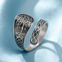 Dawapara Norse Yggdrasil Ring Tree of Life Adjustable Ring Celtics Knot Good Luck Symbol Stainless Steel Jewelry