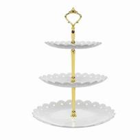 Luxurious Design Fruit Cake Display Rack Plastic Material 3 Tier Cake Stand  Wedding Party balta