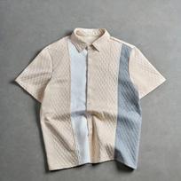 Men Loose Textured Turn Down Collar Short Sleeve Sport Summer Shirt S abrikosas
