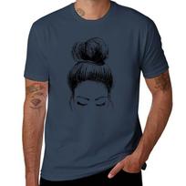 Messy Bun Tshirt Modern Print Casual Tshirt S