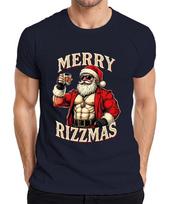 Merry Rizzmas Santa Claus Whisky Muscle Fitness Funny Retro Unisexs Tshirt S