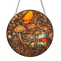 Suncatcher Home Decoration Panel with Chain and Hook Acrylic Window Panel Hanging Sun Catcher Mushroom for Window Gothic Decor