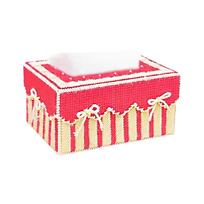 Cross Stitch Tissue Box DIY Tissue Storage Box Cross Stitch Kit Decorative Crossstitch Tissue Box Art Projects for  Adults raudona