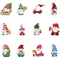 12Pcs Acrylic Christmas Cartoon Diamond Painting Hanging Decorations Rhinestone Diamond Art Window Pendants for Christmas Tree
