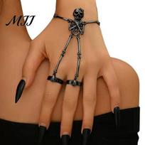 Everyday Wear Bracelet Skull Hand Chain Skeleton Finger Ring Chains Goth Stylish Casual Slave Hands Harness Bracelets Friendship Halloween Jewelry juoda