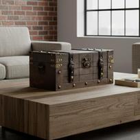 Pirate Treasure Chest Collectible Multifunctional Home Decoration Wooden Box L Gray
