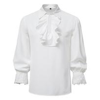 Men's Long Sleeve Vintage Steampunk Ruffle Lapel Shirt Halloween Costume L balta