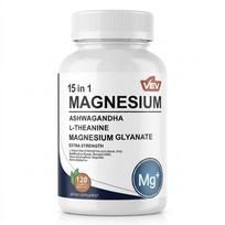 15 in 1 Magnesium Citrate & Glycinate Complex Capsules, Cortisol Support with Ashwagandha & L-Theanine, Edible 1PACK