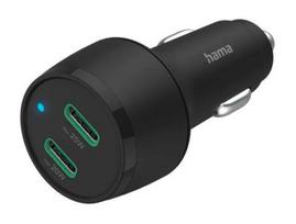 Hama gan pd/qc car charger 45w 2xusb-c black 201632