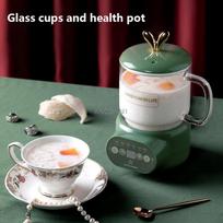 220V Mini Electric Stewing Cup 600ML Office Tea Porridge Milk Heating Water Kettle Ceramic/Glass Health Soup Cooker Tea Maker