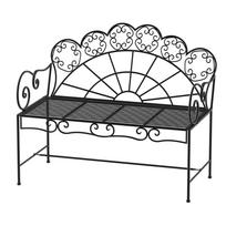 Metal Garden Bench Loveseat with Slatted Seat, Black 107 x 55.5 x 92 cm juoda