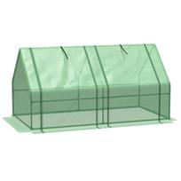 Mini Small Greenhouse with Steel Frame & PE Cover & Zippered Window Poly tunnel Steeple for Plants Vegetables, 180 x 90 x 90 cm, Green 180 x 90 x 90 cm žalia