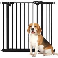 Adjustable Safety Gate w/ One Extensions, Four Adjustable Screws, Black 87 x 2 x 77 cm juoda