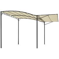 3 x 2.5m Patio Metal Gazebo Door Window Awning Wall Mount Canopy Outdoor Sunshade with Extended Shelter Cream White 300 x 250 x 250 cm